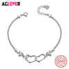 Hot Sale Luxury 100% 925 Sterling Silver Heart Bracelets For Women High Quality Crystal Zircon Fine Brand Jewelry Lover Gift