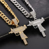 Men Hip Hop Uzi Gun Pendant Necklace Trendy Submachine Gun Shape Pendants Necklaces HipHop Jewelry men Gift