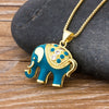 National Style Classic Blue Elephant Pendant  Copper Zircon Necklace Female Charm Party Birthday Jewelry