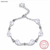 Hot Sale Real 925 Sterling Silver Charm Pearl Bracelet & Bangles Woman Girl Fashion Party Gift Jewelry drop shipping Pulseira
