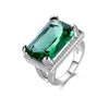 Hot Sale Rectangle Alexandrite Ring 925 Sterling Silver Jewelry For Women Green Gemstone Rings Romantic Engagement Gift Size6-10