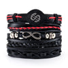 Retro Multi-layer Leather Bracelets For Man Wooden Beads Bracelet Handmade Owl Anchor Infinty Charm Bracelet Wrap Jewel
