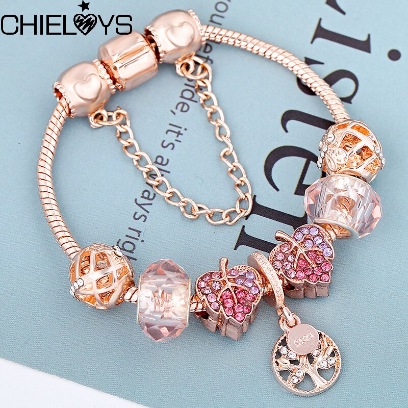 Silver Plated Life Of Tree Charm Bracelets With Leaves Beads DIY Brand Bracelet & Bangle For Women Men Jewelry Gift