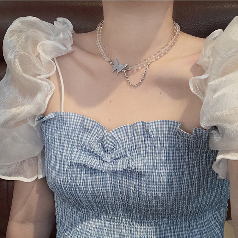 Simulated Pearl Choker Vintage French Romantic Style Clavicle Chain Trend Dainty Butterfly Bohemian Necklaces For Women