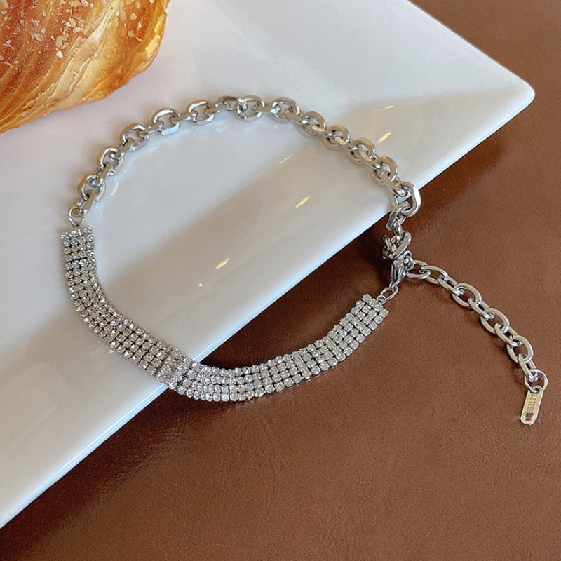 Splice Shiny Bohemian Clavicle Chain Personality Vintage Multilayer Necklace For Women Baroque Prom Accessories