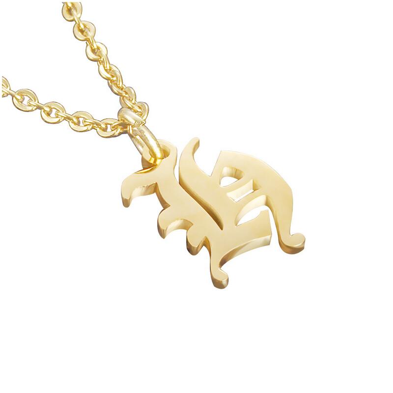 Stainless Steel Pendant Necklace With 26 Gothic Initial Letter Available Custom Jewelry Gifts For Women