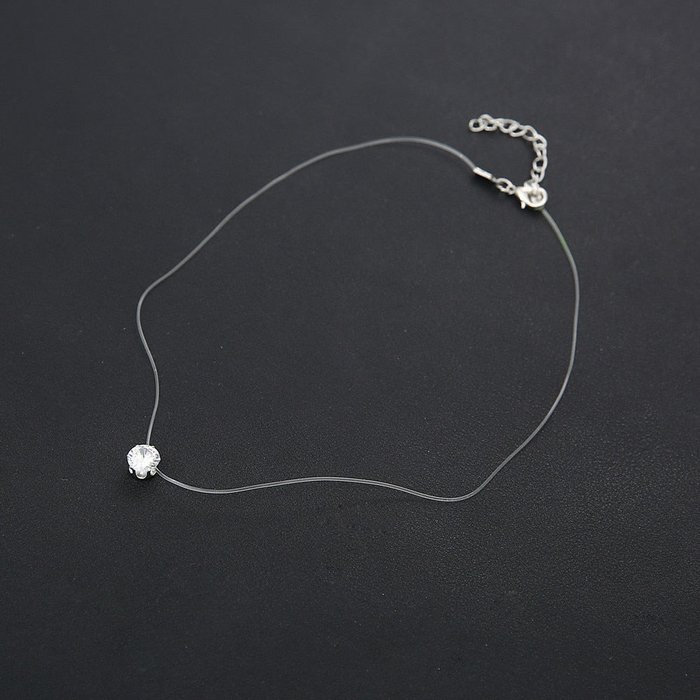 Teardrop Torques 2021 Transparent Fishing Line Born year Necklace Jewelry Torques Clavicle Invisible Woman Necklace