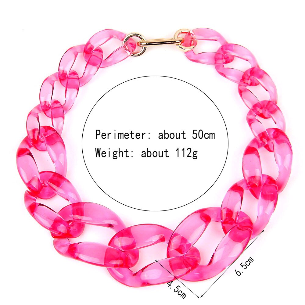 Transparent Acrylic Hyperbole Thick Chain 7 Colors Chunky Multi Colors Choker Necklace Unisex Jewelry Accessories Gift
