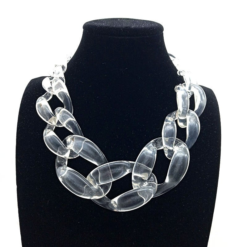 Transparent Acrylic Hyperbole Thick Chain 7 Colors Chunky Multi Colors Choker Necklace Unisex Jewelry Accessories Gift