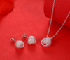 Hot Sale Wholesale Fashion Jewelry Set 925 stamp silver plated Rose Ball Slide Necklaces & Earrings Valentine's D Gifts Bridal