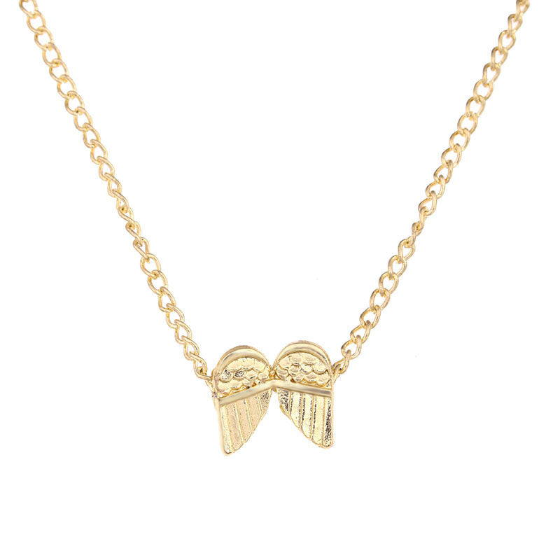 Hot Sale guardian angel, angel wings necklace gold-color Pendant necklace Clavicle Chains Statement Necklace Women Jewelry