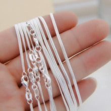 Hot Sales   retail 16 18 20 22 24 inch Beautiful fashion silver color 1MM snake chain jewelry   bulk stamp 925