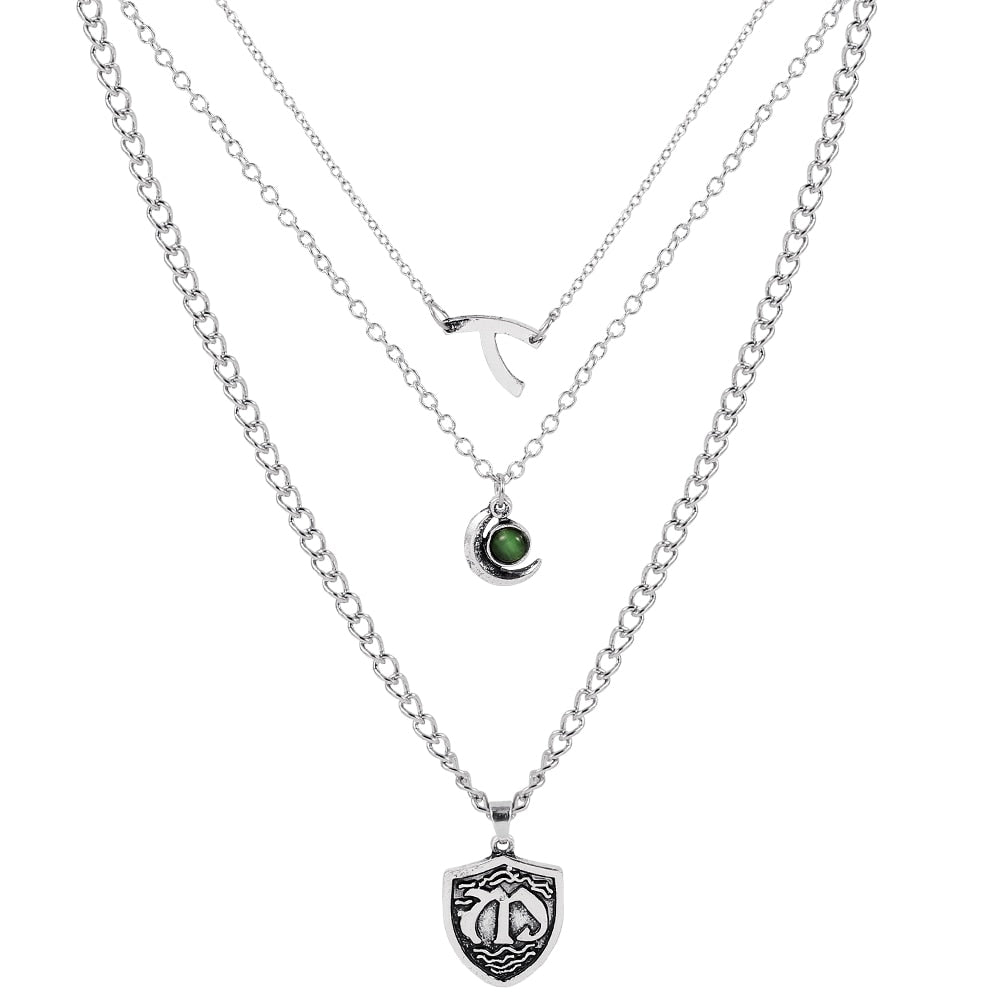 Sell Anime The Seven Deadly Sins Necklace Meliodas Green Crystal Three Layers Punk Necklace For Man Women Gothic Jewelry