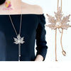 Sell  Lovely Maple Leaf Long Beaded Chain Tassel Pendant Necklace Women Office Lady Imitation Pearl Jewelry  Gifts 035