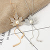 Sell  Lovely Maple Leaf Long Beaded Chain Tassel Pendant Necklace Women Office Lady Imitation Pearl Jewelry  Gifts 035