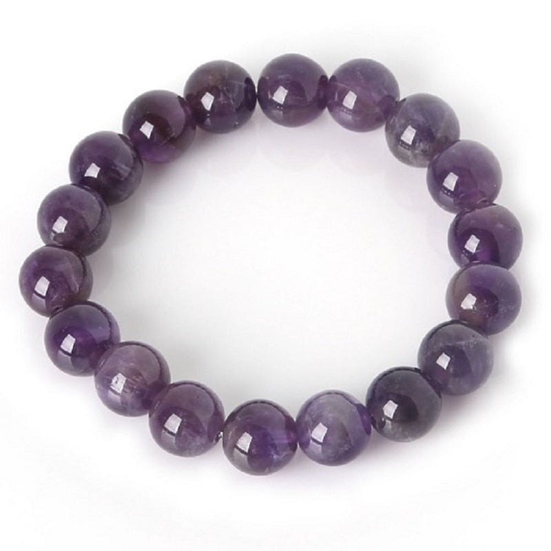 Selling 6mm/8mm/10mm Charm Bracelet With Natural Stone Beads Purple Amethysts Beaded Bracelet For Men Women Jewelry Gifts