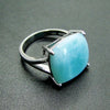 Selling 925 Sterling Silver Natural Larimar Ring Womens Engagement Wedding Ring For Gift