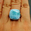 Selling 925 Sterling Silver Natural Larimar Ring Womens Engagement Wedding Ring For Gift