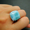 Selling 925 Sterling Silver Natural Larimar Ring Womens Engagement Wedding Ring For Gift