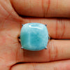 Selling 925 Sterling Silver Natural Larimar Ring Womens Engagement Wedding Ring For Gift