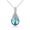 Hot Selling 925 Sterling Silver Water droplets Necklace Women Senior Austrian Crystal Jewelry Charm Statement Necklace