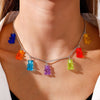 Selling Colorful Bears Necklaces for Women Bears Tassel Gold Silver Color Chain Choker Necklace Jewelry Gifts