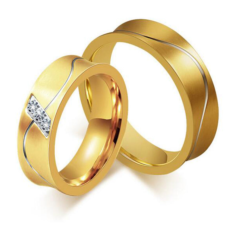 Hot Selling Gold-Color Love Alliance Ring for Women and Men Quality Stainless Steel Couple Ring