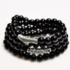 Hot Selling Natural Black Agate Stone Prayer Beads Multi-layer 108 Beads Meditation Worry Beads Bracelet