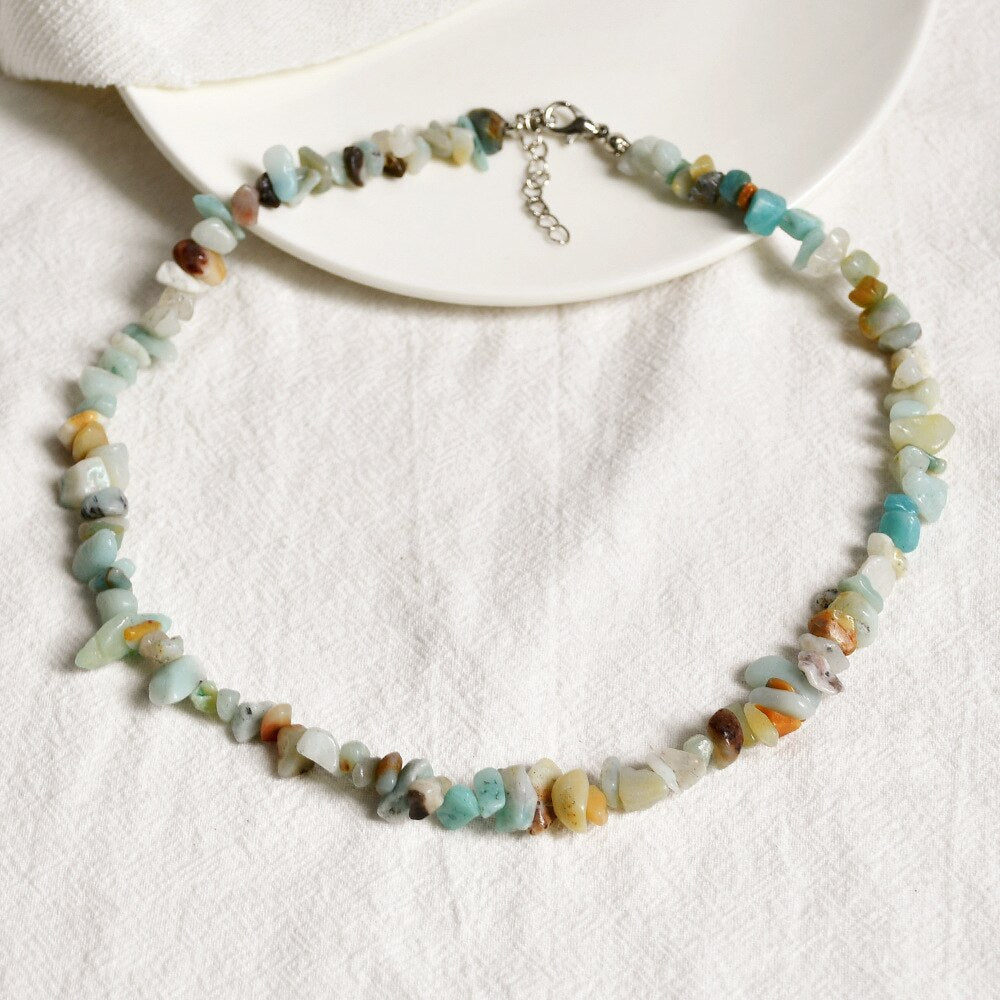 Selling Necklace for Female Color Handmade Necklace Ethnic Irregular Crystal Crushed Stone Necklace