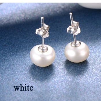 Hot Selling Silver color Earrings For Women Natural Freshwater Pearl Earrings Stud Earings Brincos