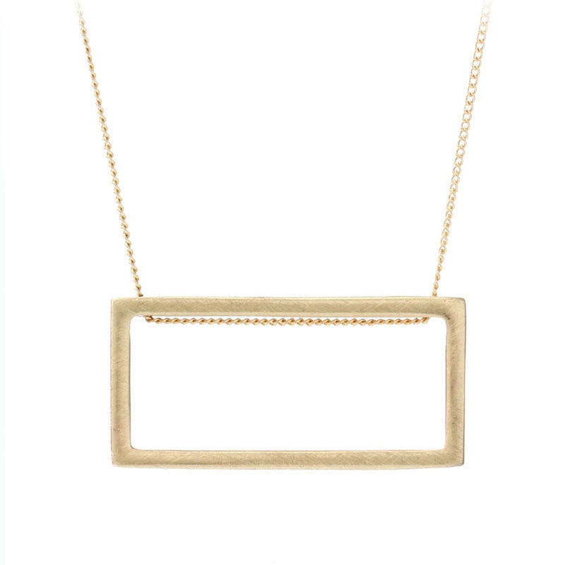 Hot Selling Simple Jewelry Women Gold Silver Color Handmade Drawing Brushed Square Pendant Necklace Gros Collier Femme 2020