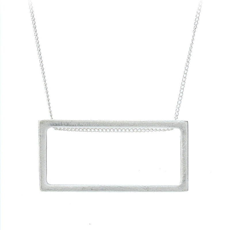 Hot Selling Simple Jewelry Women Gold Silver Color Handmade Drawing Brushed Square Pendant Necklace Gros Collier Femme 2020