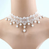 Sexy Gothic Chokers Pearl White Beads Lace Pearl Necklace Choker Necklace Vintage Women Bride  Jewelry Romantic
