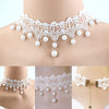 Sexy Gothic Chokers Pearl White Beads Lace Pearl Necklace Choker Necklace Vintage Women Bride  Jewelry Romantic