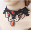 Sexy Gothic Chokers Red Rose Crystal Black Lace Necklace Choker Necklace Vintage Women Bride  party Jewelry girl