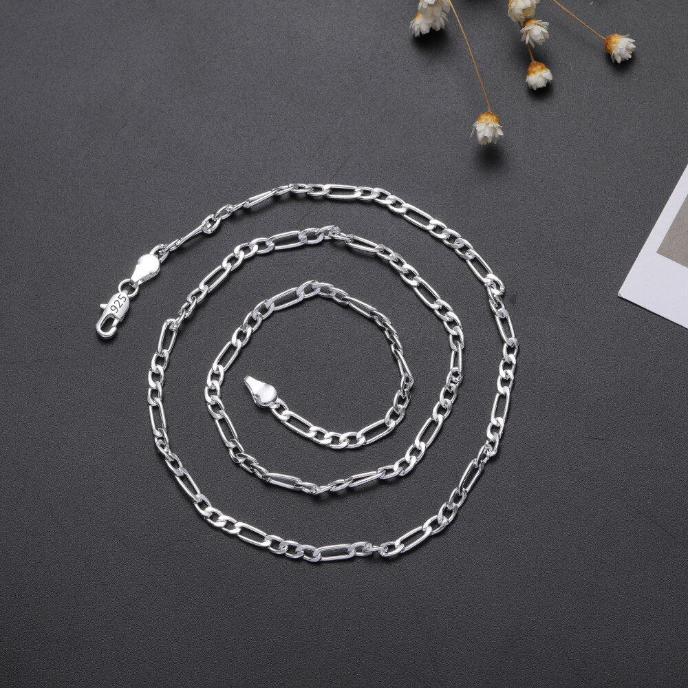 Silver color classic 4MM geometry chain Necklaces for woman fine party wedding accessories Jewelry gifts