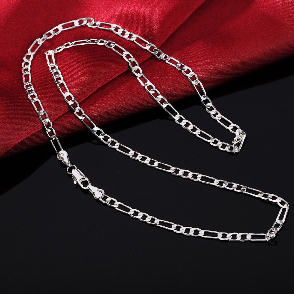 Silver color classic 4MM geometry chain Necklaces for woman fine party wedding accessories Jewelry gifts