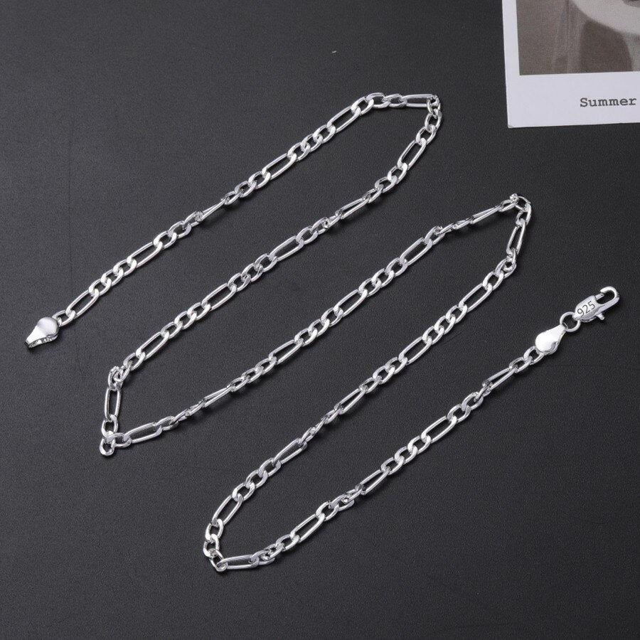 Silver color classic 4MM geometry chain Necklaces for woman fine party wedding accessories Jewelry gifts