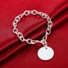 Special offer 925 sterling silver fine Round card Pendant Bracelets for men's women Wedding party gifts Jewelry