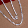 Street all-match 925 Sterling Silver classic 4MM box Bracelet necklace Jewelry set for men women Party wedding Gifts