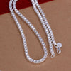 Street all-match 925 Sterling Silver classic 4MM box Bracelet necklace Jewelry set for men women Party wedding Gifts
