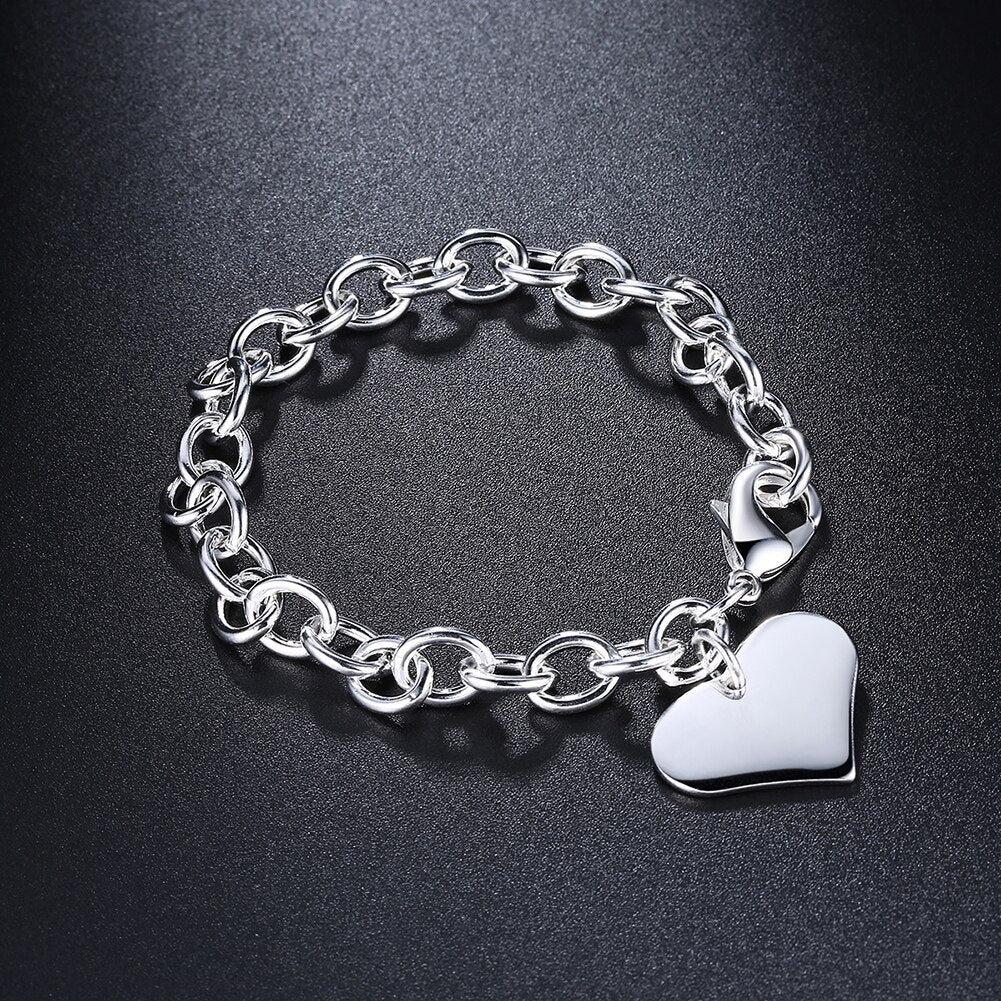 Street all-match romantic love heart 925 sterling silver Bracelet for woman fine jewelry Wedding party Holiday gift