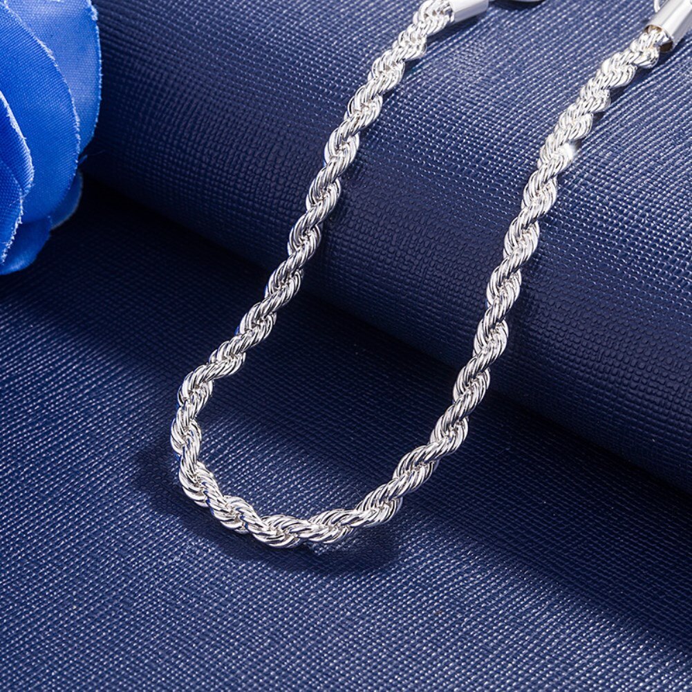 Street charms 4MM Twisted rope chain 925 sterling silver Bracelets for man woman classic jewelry Wedding party gifts
