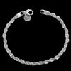 Street charms 4MM Twisted rope chain 925 sterling silver Bracelets for man woman classic jewelry Wedding party gifts