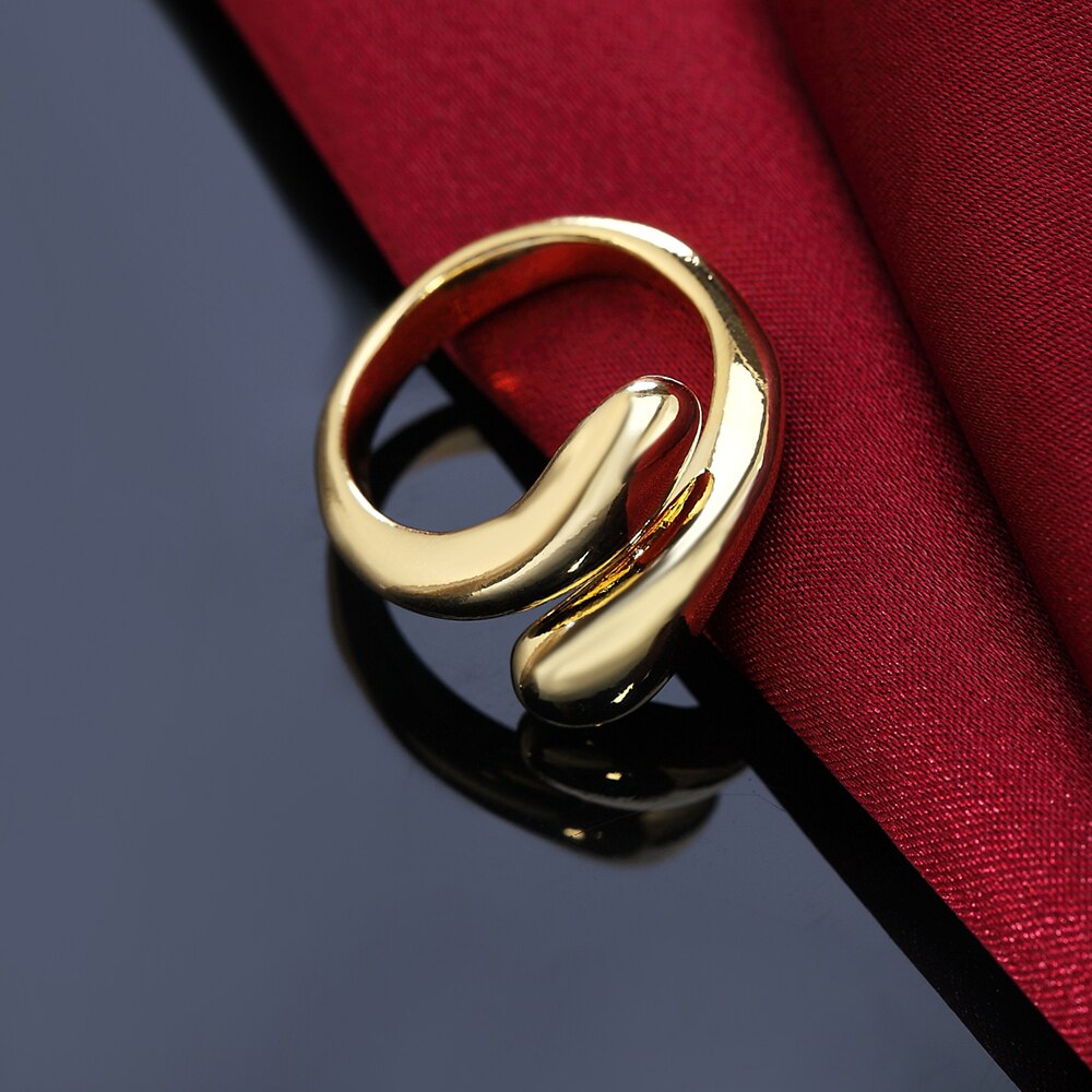 Street 925 Stamped silver gold plated Water drop Rings charm For women party wedding Jewelry gifts