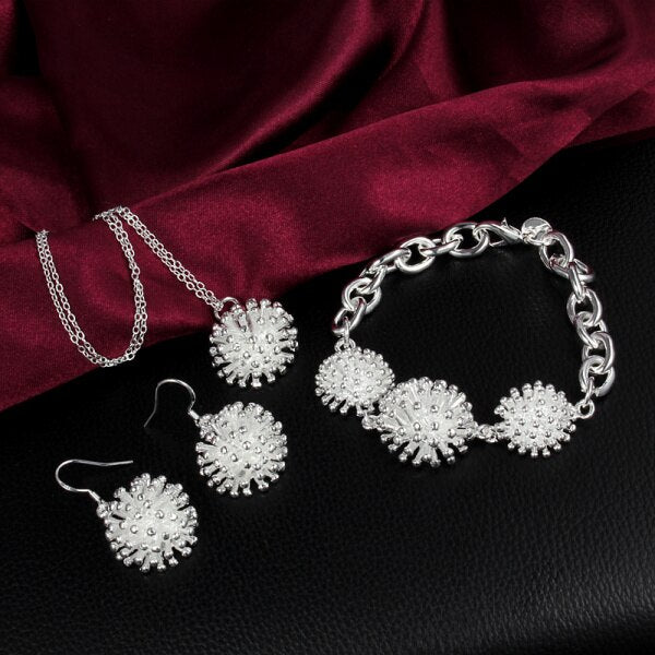 Street 925 Sterling Silver Fireworks Pendant necklaces earrings bracelets Jewelry set for women Party gifts