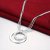 Street 925 sterling Silver Frosted circle earring necklace Jewelry set for Women wedding party Charm gifts
