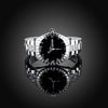 Street trend 925 Sterling Silver fine crystal Black watch Rings For Women men Charms Party wedding  Jewelry Gifts