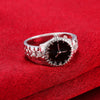 Street trend 925 Sterling Silver fine crystal Black watch Rings For Women men Charms Party wedding  Jewelry Gifts