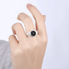 Street trend 925 Sterling Silver fine crystal Black watch Rings For Women men Charms Party wedding  Jewelry Gifts